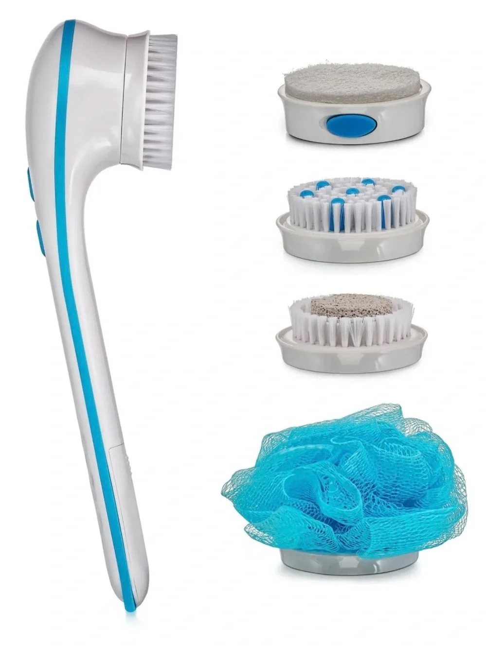 Spinning Spa Brush with Blue Bath Accessories